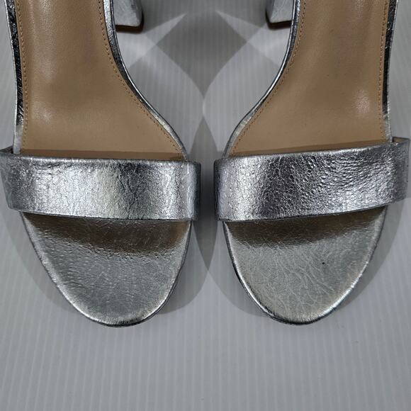 Sam Edelman Yaro Block Heel Sandal Women 9 Metallic Silver Evening Wedding Party - Picture 9 of 16